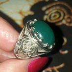 Ring maat 18.75 batu akik Garut Kalsedony hijau Indonesie, 18 tot 19, Ophalen of Verzenden, Zo goed als nieuw, Dame of Heer