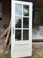 Hardhouten witte buitendeur in prima staat, Ophalen, 80 tot 100 cm, 200 tot 215 cm, Buitendeur