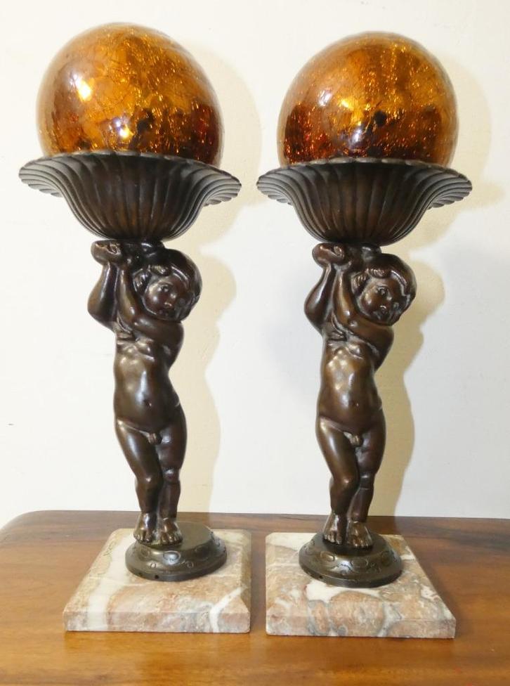 Antieke brons cherubijn putti engel beeld [1555], Antiek en Kunst, Antiek | Woonaccessoires, Ophalen