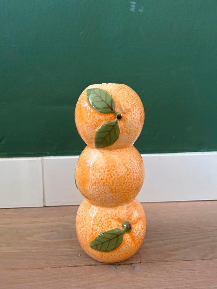 Oranje  sinasappel vaas, Huis en Inrichting, Woonaccessoires | Vazen, Zo goed als nieuw, Oranje, Minder dan 50 cm, Aardewerk of Porselein