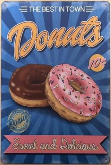 Donuts sweet delicious reclamebord van metaal wandbord deco beschikbaar voor biedingen