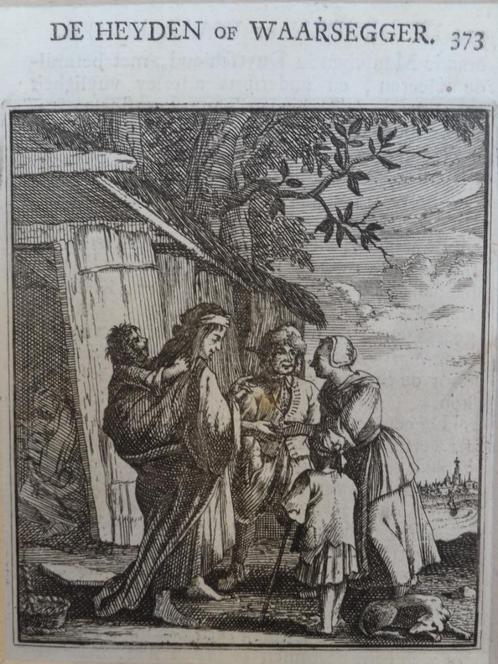 originele koper gravure de Waarzegger, Jan Luyken, 1730, Antiek en Kunst, Kunst | Etsen en Gravures, Verzenden