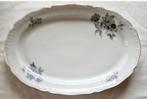 Ovale witte schaal Czechoslovakia MZ groene grijze bloemen, Antiek en Kunst, Ophalen of Verzenden