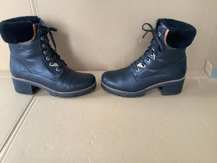 Panama Jack Phoebe Igloo Zwarte Leren Laarsjes + hak Maat 41, Kleding | Dames, Schoenen, Gedragen, Lage of Enkellaarzen, Zwart