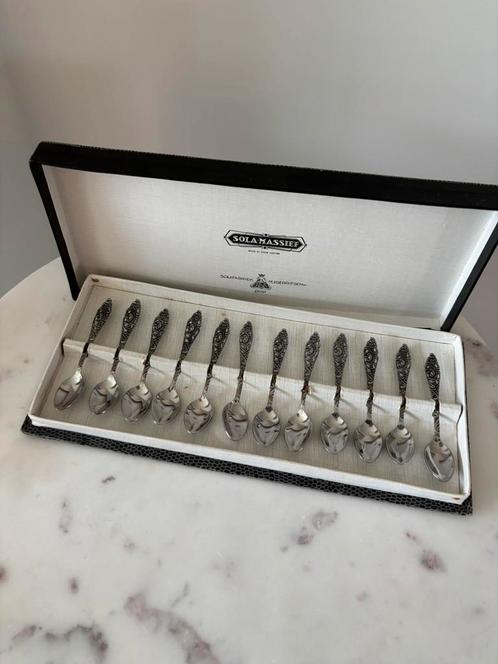 Vintage Sola Massief zilvermetalen koffielepels – 12 stuk, Antiek en Kunst, Antiek | Bestek, Ophalen of Verzenden