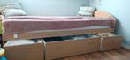 Kajuit bed met opberg laden 200x90, Ophalen, 90 cm, Eenpersoons, Wit