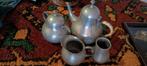 Vintage Tinnen Servies - Theepot, Suikerpot, Melkkan, Antiek en Kunst, Antiek | Tin, Ophalen of Verzenden