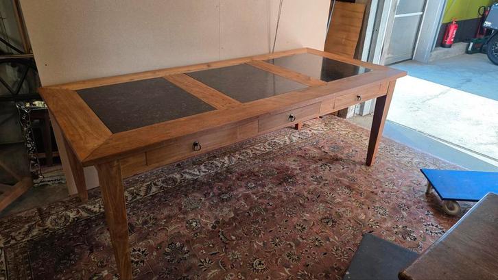 Franse boeren tafel met 3 hardstenen platen, Antiek en Kunst, Antiek | Meubels | Tafels, Ophalen