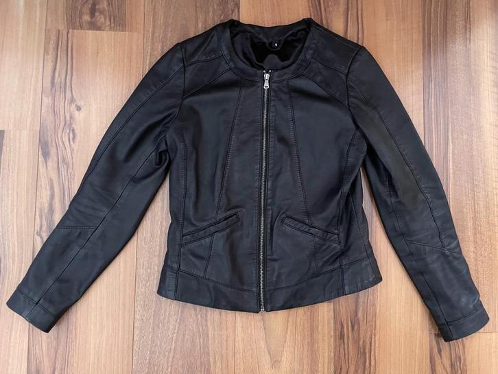 Prachtig zwart leren jasje, Kleding | Dames, Jasjes, Kostuums en Pakken, Zo goed als nieuw, Jasje, Maat 36 (S), Zwart, Ophalen of Verzenden