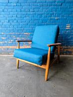 Vintage fauteuil- jaren 60- Denemarken, Huis en Inrichting, Fauteuils, 75 tot 100 cm, Zo goed als nieuw, Hout, 50 tot 75 cm