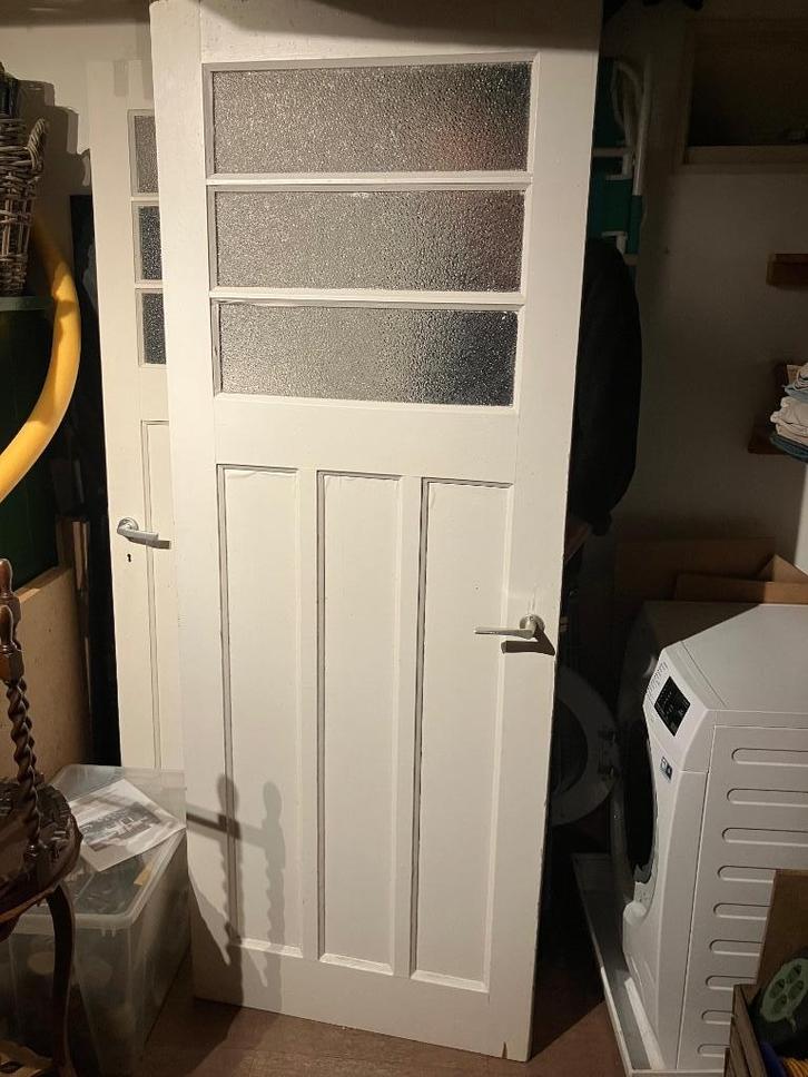 Twee jaren 30 binnendeuren, Doe-het-zelf en Verbouw, Deuren en Horren, Gebruikt, Binnendeur, 200 tot 215 cm, Minder dan 80 cm