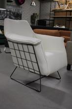 Luxe stoere fauteuil RAZ Jess Design metaal leer wit, Huis en Inrichting, Fauteuils, Ophalen, 75 tot 100 cm, Zo goed als nieuw