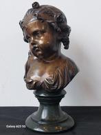 Bronzen beeld kinderbuste gesigneerd Auguste Moreau, Ophalen of Verzenden