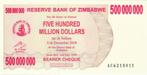 Zimbabwe bankbiljet 500.000.000 Dollars 2008, Pick 60 UNC, Postzegels en Munten, Bankbiljetten | Afrika, Ophalen of Verzenden