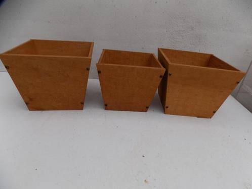 Bloempotten hout opvolgend in grootte metalen bodem, Tuin en Terras, Bloempotten, Gebruikt, Minder dan 40 cm, Minder dan 25 cm