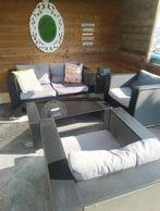 Loungeset van zwart gecoat aluminium., Ophalen, 5 zitplaatsen, Gebruikt, Aluminium