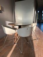 Pedrali Gliss 920 4 stoelen kuipjes wit zilver designer, Ophalen, Gebruikt, 100 tot 150 cm, Rond