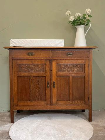 Vintage eiken commode brocante kastje art deco dressoir beschikbaar voor biedingen