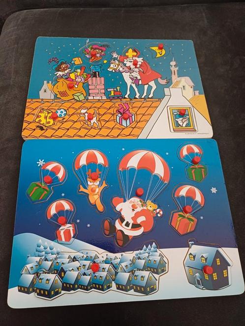 4 houten puzzels, Kinderen en Baby's, Speelgoed | Kinderpuzzels, Zo goed als nieuw, 2 tot 4 jaar, Minder dan 10 stukjes, Van hout