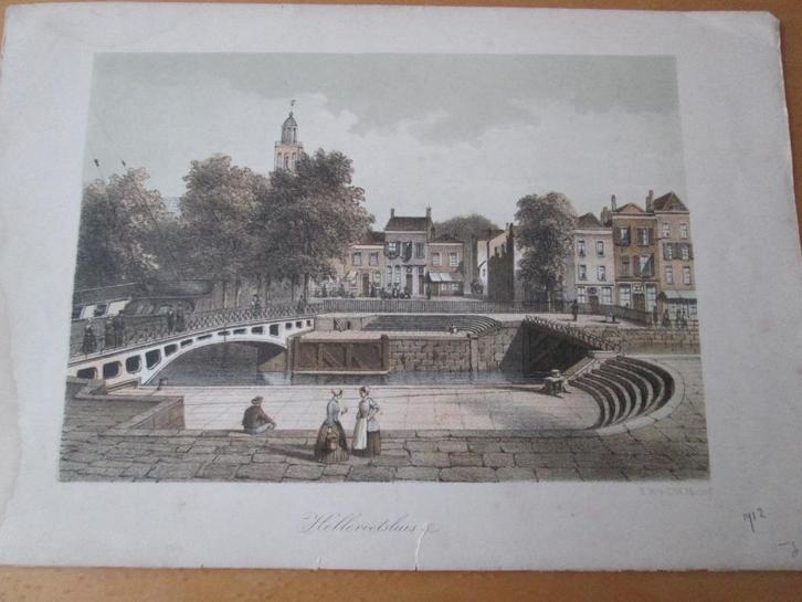 Hellevoetsluis.Litho (gekl)van Hellevoetsluis Haven. Ca 1880, Antiek en Kunst, Kunst | Litho's en Zeefdrukken, Ophalen of Verzenden