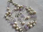 20.  Schitterende oude ketting+oorbellen,  72 cm, Sieraden, Tassen en Uiterlijk, Antieke sieraden, Ophalen