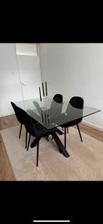 Eettafel en eetstoelen, Huis en Inrichting, Tafels | Eettafels, Ophalen, Zo goed als nieuw, Rechthoekig, 50 tot 100 cm
