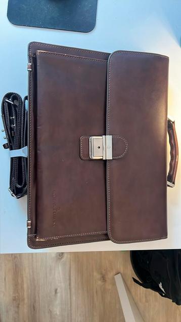 Castelijn en Beerens akte tas bruin leer 13.3 inch laptop beschikbaar voor biedingen