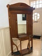 Antieke Eiken Kapstok Halmeubel met Spiegel en Houtsnijwerk, Antiek en Kunst, Ophalen
