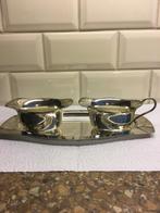 Roomstel.Verzilverd.Melkkan en Suikerschaal op Tableau.1938., Ophalen of Verzenden