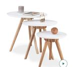 Set van 3 witte bijzettafels, Minder dan 45 cm, Minder dan 55 cm, Rond, Nieuw