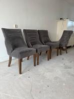 Velvet grijze eetkamerstoelen, Huis en Inrichting, Ophalen, Gebruikt, Vier, Stof