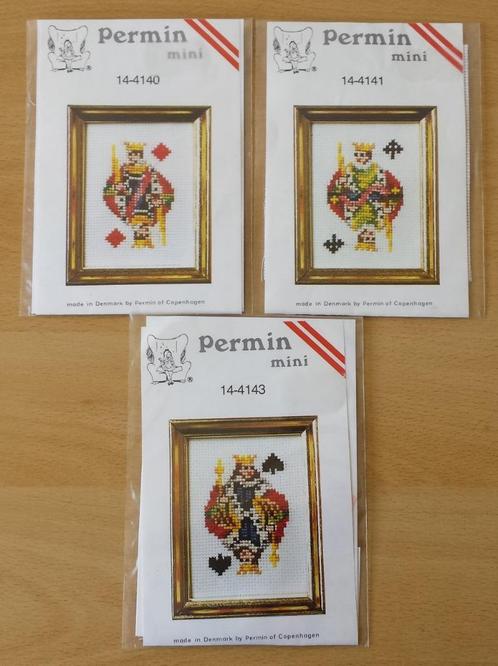 3 x Speelkaarten Pakket - Permin Mini, Hobby en Vrije tijd, Borduren en Borduurmachines, Nieuw, Borduurpakket, Handborduren, Ophalen of Verzenden