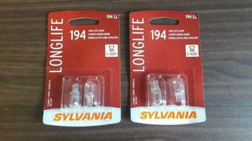 NIEUW 2x 2-pack Sylvania 194 long life lampjes 14v, 4,6w