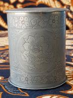 Mooie antieke theebus uit Indonesië van Banka tin 8 cm., Ophalen of Verzenden