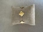 Gouden bedel armband met klavers waterproof en verguld ibiza, Ophalen of Verzenden, Nieuw, Goud, Staal