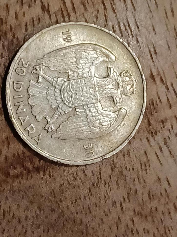 20 Dinara Joegoslavië 1938 Zilver, Postzegels en Munten, Munten | Azië, Ophalen of Verzenden