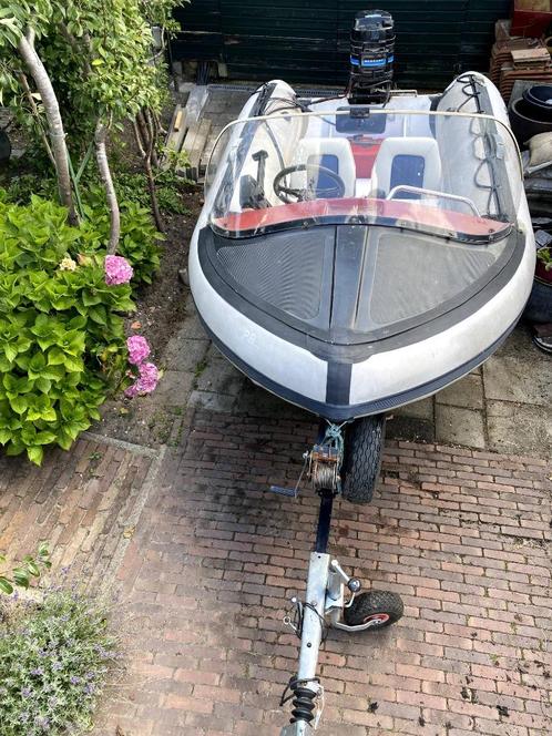 Rubberboot met motor Mercury 50PK 2takt, incl. trailer., Watersport en Boten, Rubberboten, Gebruikt, Overige merken, Overige materialen