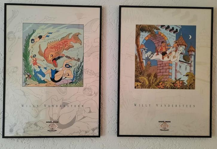 4 Prachtige ingelijste posters van Suske en Wiske (Klassiek), Verzamelen, Stripfiguren, Zo goed als nieuw, Plaatje, Poster of Sticker