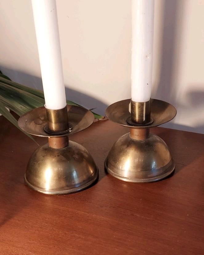 Vintage messing kandelaren, Antiek en Kunst, Antiek | Kandelaars, Ophalen