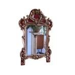 Franse vergulde houten spiegel in Louis XV stijl, 2e helft 1, Ophalen of Verzenden, Overige vormen, Minder dan 50 cm, Minder dan 100 cm