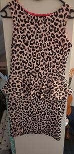 Lichtroze jurk met panterprint Jane Norman 34 xs, Ophalen of Verzenden, Zo goed als nieuw, Roze, Maat 34 (XS) of kleiner