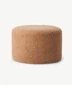 Leuke teddy beige boucle poef van stof sostrene grene, Ophalen, Minder dan 50 cm, Rond, Zo goed als nieuw