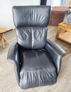 Relaxfauteuil zwart leder, Huis en Inrichting, Fauteuils, Ophalen, Gebruikt, 100 tot 125 cm, Leer