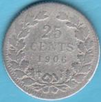 Nederland 25 cent 1906 Wilhelmina zilver in munthouder, Zilver, 25 cent, Ophalen of Verzenden, Koningin Wilhelmina