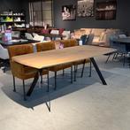 Eiken tafel met stalen moderne poot zwart In house, Ophalen, Eikenhout, 50 tot 100 cm, Rechthoekig