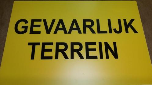 "Gevaarlijk terrein" waarschuwingsbord 40x60cm kunststof, Doe-het-zelf en Verbouw, Zeil en Folie, Nieuw, Zeil, Verzenden