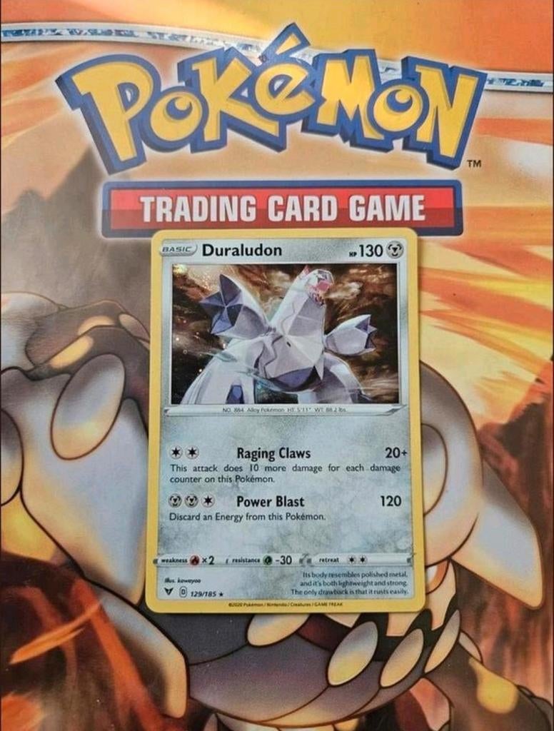 Duraludon 129/185 Sword&Shield Vivid Voltage holo rare nm, Ophalen of Verzenden, Zo goed als nieuw, Losse kaart, Foil