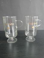 Set van 2 Irish coffee glazen met oor op voet., Glas of Glazen, Ophalen of Verzenden, Overige stijlen, Glas