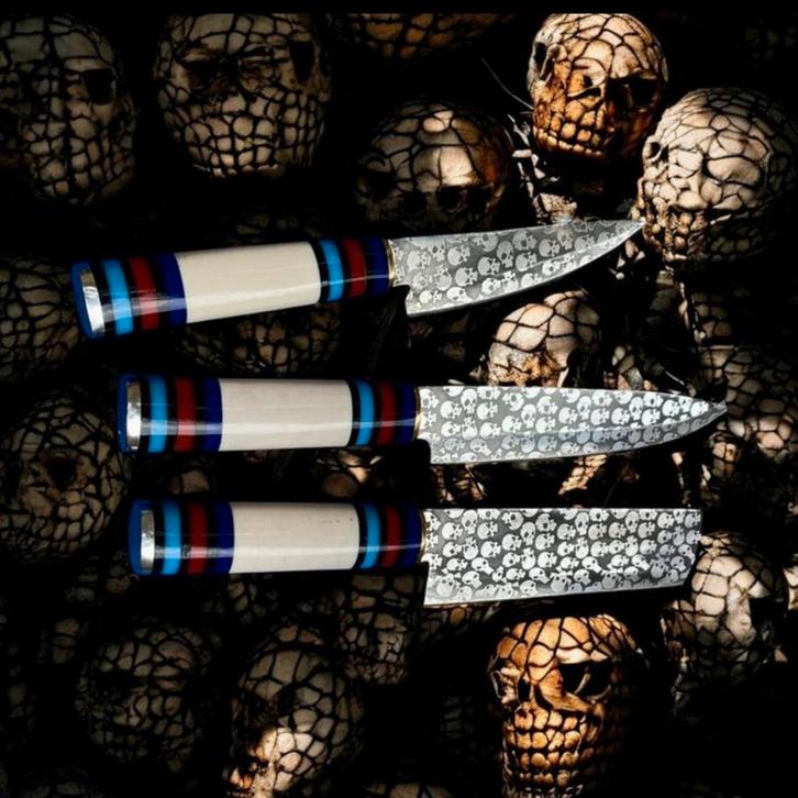 Unieke Messen Set (Chef’s knife) met Schedelmotief, Huis en Inrichting, Keuken | Keukenbenodigdheden, Nieuw, Ophalen of Verzenden