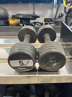 2 x 5 kg rubberen dumbells dumbell set gewichten, Ophalen, Gebruikt, Rubber, Dumbells